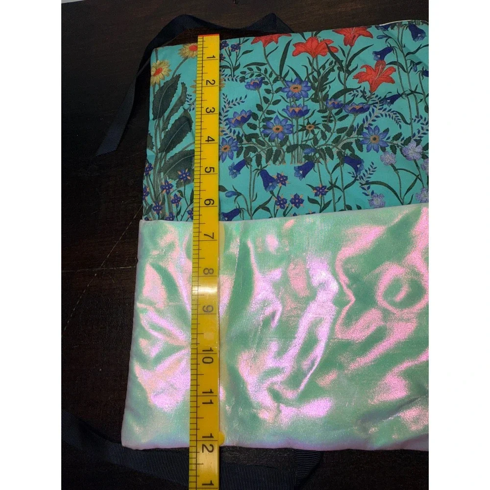Gucci Beauty Iridescent Floral Makeup Pouch Green Pink Holographic Ribbon Clutch